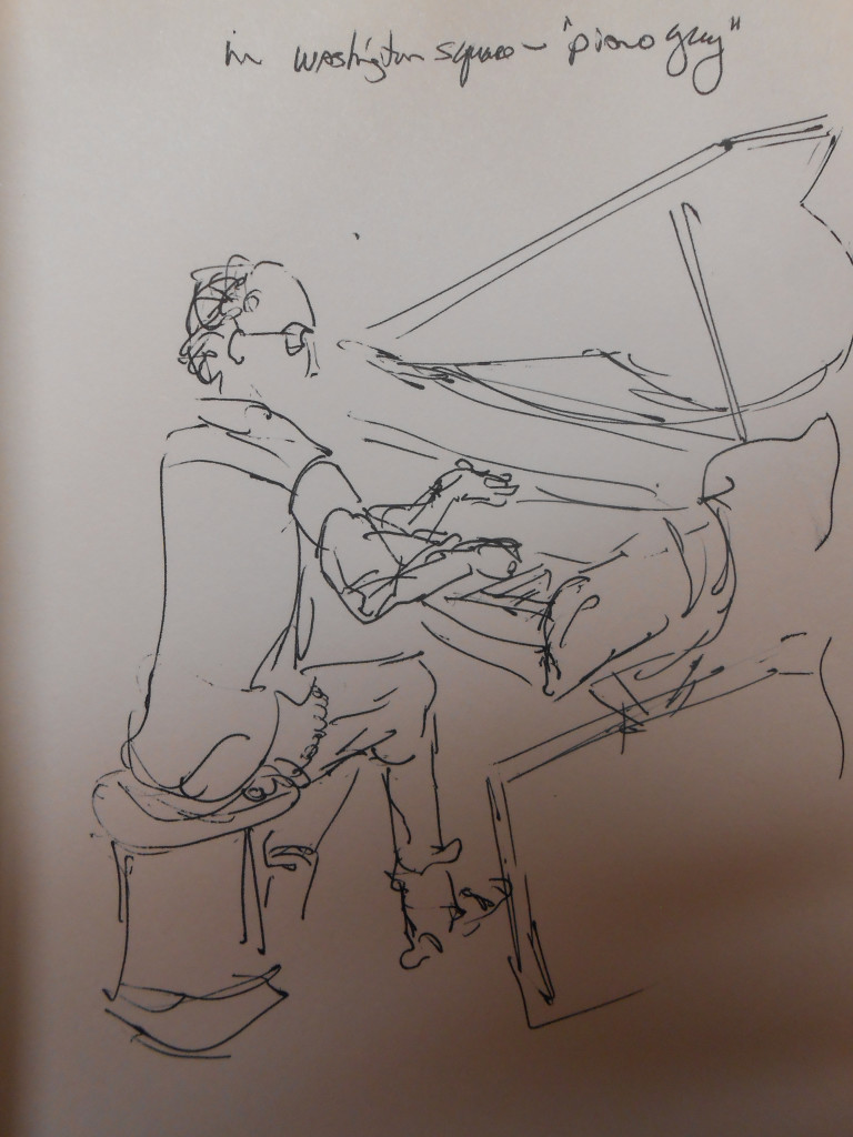 Piano Man in Washington Square, quick sketch